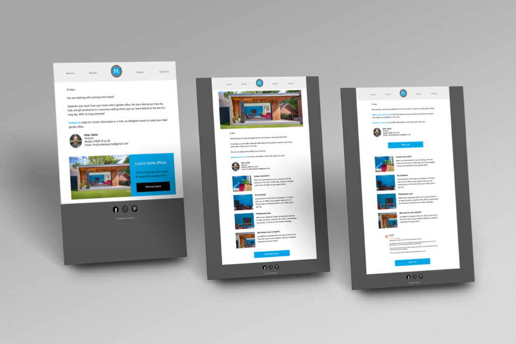 Image showing three of the email designs
