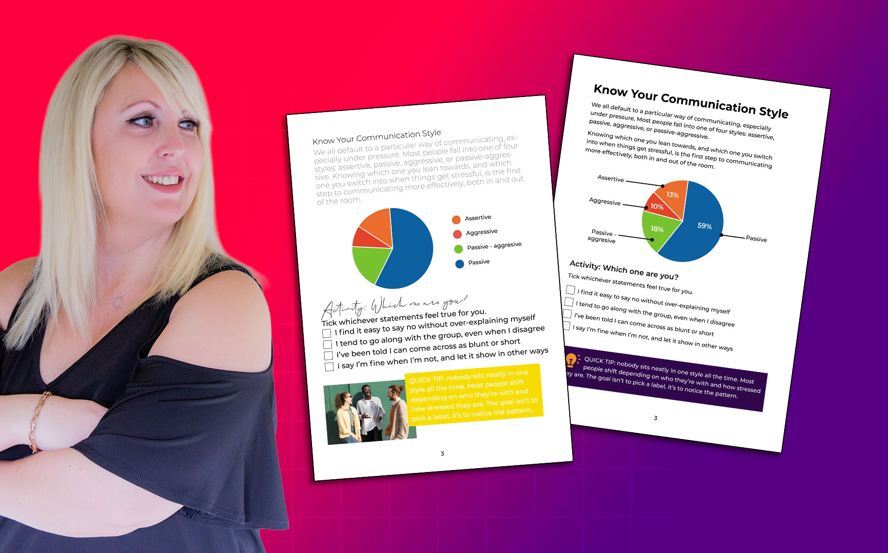 Side by side comparison of two workbook page designs. One is accessible design and the other isn't.
